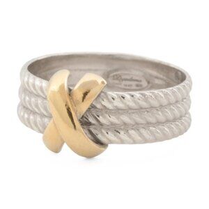 MIA FIORE Made In Italy Sterling Silver And 14kt Gold Twisted X Ring